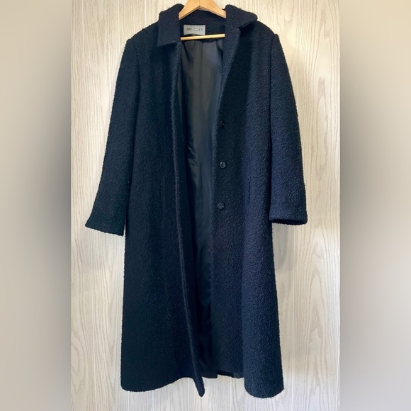 Bromley Collection Women's Size 14 Black Lined Wool Blend Long Coat EUC - Picture 1 of 7